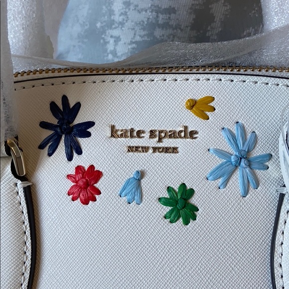 NWT Kate Spade raffia Leather Satchel - Picture 2 of 7